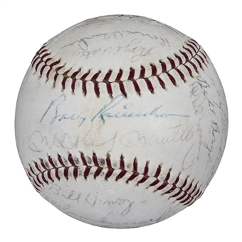 1966 New York Yankees Multi Signed OAL Cronin Baseball With 19 Signatures Including Maris & Howard (PSA/DNA)
